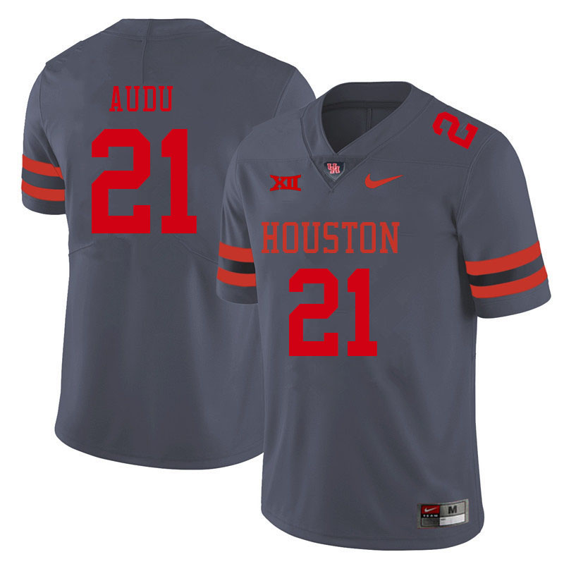 Men #21 Abdul-Lateef Audu Houston Cougars College Big 12 Conference Football Jerseys Sale-Gray - Click Image to Close
